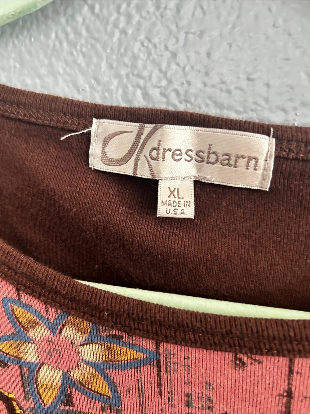 Dressbarn Vintage Womens XL Brown Floral Graphic 3/4” Sleeve Tee - Picture 2 of 9